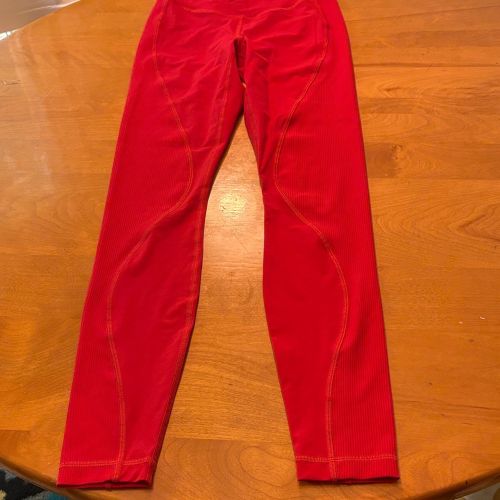 lululemon athletica Bold Red Ribbed Leggings - Picture 4 of 4